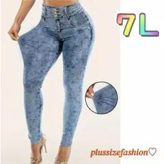 《新品 7Ｌ》デニム風レギンス/オールシーズンタイプ/レディース大きいサイズ