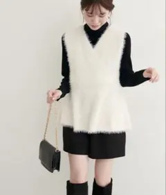 natural couture ペプラムベスト　アイボリー　ナチュラルクチュール