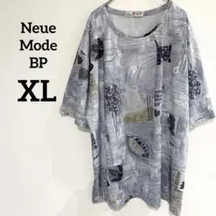 Neue Mode BP【XL】グレー系 半袖チュニック ワンピース