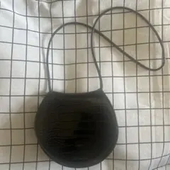 クロコダイル風 ブラック ショルダーバッグ