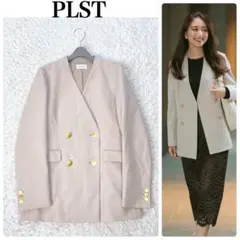 PLST✨ ブラッシュドバックダブルジャケット　ノーカラー　テーラードジャケット