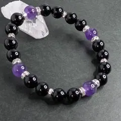 【在庫整理セール】アメジスト、オニキスのブレスレット 天然石 パワーストーン