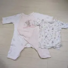 ミニー・マウス刺繍ベビー服2点セット　コンビ肌着　短肌着 50-70