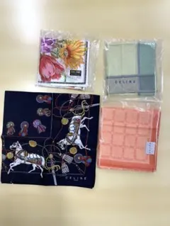 未使用✨️CELINE セリーヌ ハンカチ マカダム ロゴ ホース 4枚まとめ売り