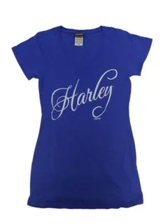 Harley-Davidson ハーレーダビッドソン Vネック Tシャツ ブルーのサムネイル