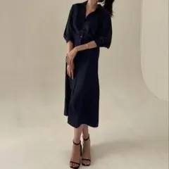 【美品】lovan シャツワンピース　navy