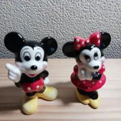 ミッキーマウス&ミニーマウス陶器置き物