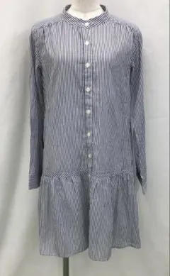 U005Nレディース青シャツワンピースM秋ナチュラルビューティーベーシック2/6
