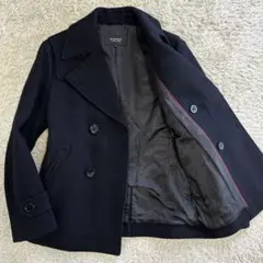 【美品】バーバリーブラックレーベル Pコート シャドーチェック ウール 黒 M