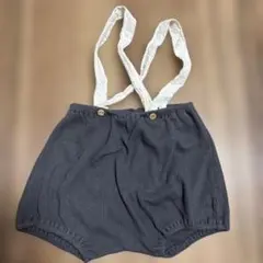 サスペンダー付きグレーリブ編みパンツのサムネイル