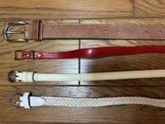 ベルト 4本セット ブラウン 赤 白 編み込み