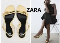 ZARA ストラップミュール　イエロー新品未使用