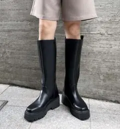 【ページボーイ】黒 ロングブーツ サイドジッパー付き