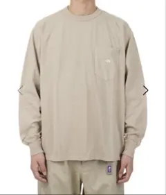 7oz Long Sleeve Pocket Tee - BEIGE