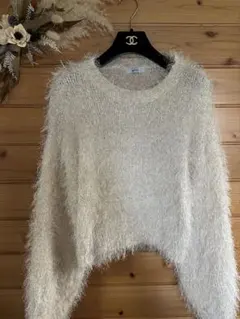 大きいサイズL ホワイトキラキラ ラメニット