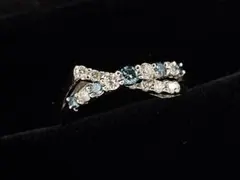 鑑別書付】0.52ct ブルーダイヤモンド プラチナリング 11号 5.58g 