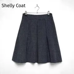 Shelly Coat ハニーズ ウール混 ドット柄 フレアスカート 紺 Ｍのサムネイル