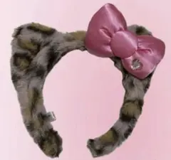 キティーちゃん　ヒョウ柄と黒のカチューシャセット