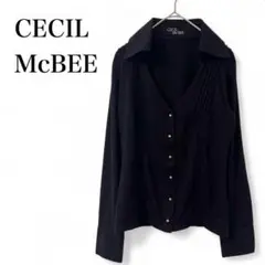 【セシルマクビー】 トップス カーディガン 薄手 長袖 ブラック 前ボタン