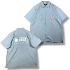 XLARGE　ワークシャツ　サイズM　ストライプ　　ライトブルー