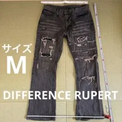 DIFFERENCE RUPERT ダメージ加工 ブラック グレー ジーンズ Mのサムネイル