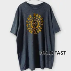 HOLD FAST／星と剣エンブレム・星条旗プリントTシャツ／XL〜2XL相当