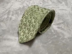 未使用 パーフェクトスーツファクトリー P.S.FA 緑 花柄 シルク ネクタイ