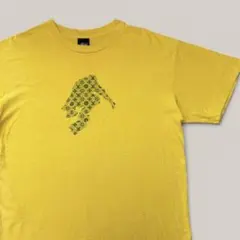 90s old STUSSY USA製 紺タグ モノグラム Tシャツ L イエロ