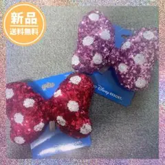 【1-2日発送】3個セット 赤2個 ピンク１個 ミニー リボン ヘアゴム