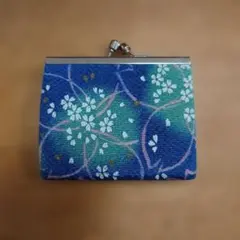 和柄(桜柄) がま口小銭入れ
