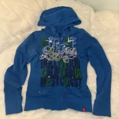 edc 青 ジップアップパーカー 平成ギャル グランジ ラメパーカー