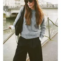 ZARA ウールとアルパカ混合長袖セーター グレー