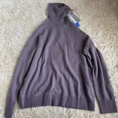 未使用　高島屋　カシミヤ　タートルネックニット　トープ　3L