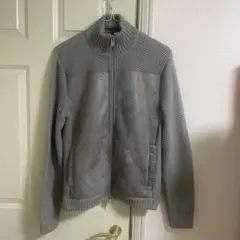 Armani Exchange グレー ニットセーター ジップアップ
