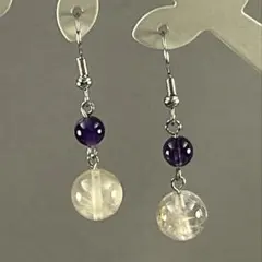 PIEY0578⭐️ルチルクォーツ・アメシストピアス⭐️天然石　パワーストーン