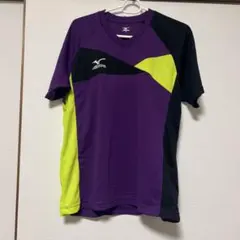 Mizuno 卓球ウェア Vネック 紫 黒 黄緑