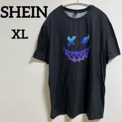 人気✨ SHEIN 【XL】ブラック オーバーサイズ Tシャツ 古着 ロゴT