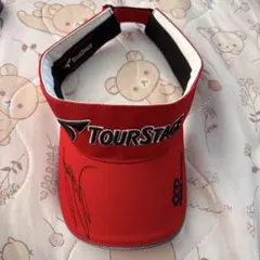 TourStage サイン入り ゴルフ バイザー 赤