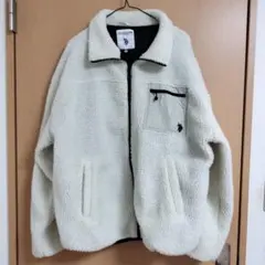 g842 ユーエスポロアッスン 【L】 白 ボア ジップアップ ジャケット