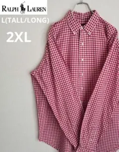 古着RalphLauren ラルフローレン長袖 チェック L（2XL～）ゆるだぼ