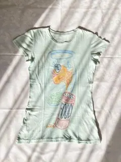 made U look 金魚 プリント フレンチスリーブ Tシャツ 水色のサムネイル