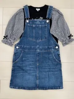 anyFAMギンガムチェックtops・h&mデニムジャンバースカート130cm