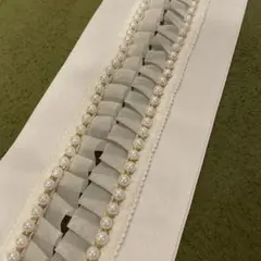 重ね衿　パール　クリームレース　成人式　振袖　卒業式　袴　伊達襟　重ね襟　襟飾り