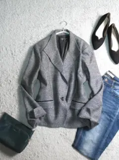 インディヴィ ラメ混ツイード デザイン ジャケット 48 大きいサイズ