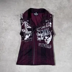 y2k Punk Check Vest Skull Grunge Opium
