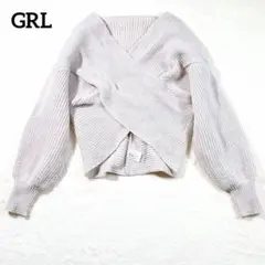 GRL グレイル ニット アイボリー カシュクール クロスデザイン パフスリーブ