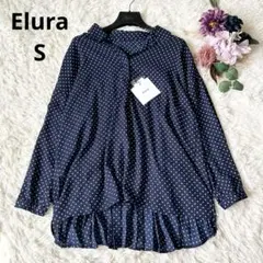 【新品タグ付】Elura エルーラ サラサラ着映えプリーツブラウス ネイビー