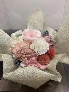 造花 アレンジメント ブーケ ピンク ホワイト プリザーブドフラワー