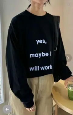 チャオパニックティピーオーバーサイズ 黒 長袖Tシャツ メッセージ