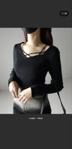 ミームセレクト　クロスラインリブトップスのサムネイル